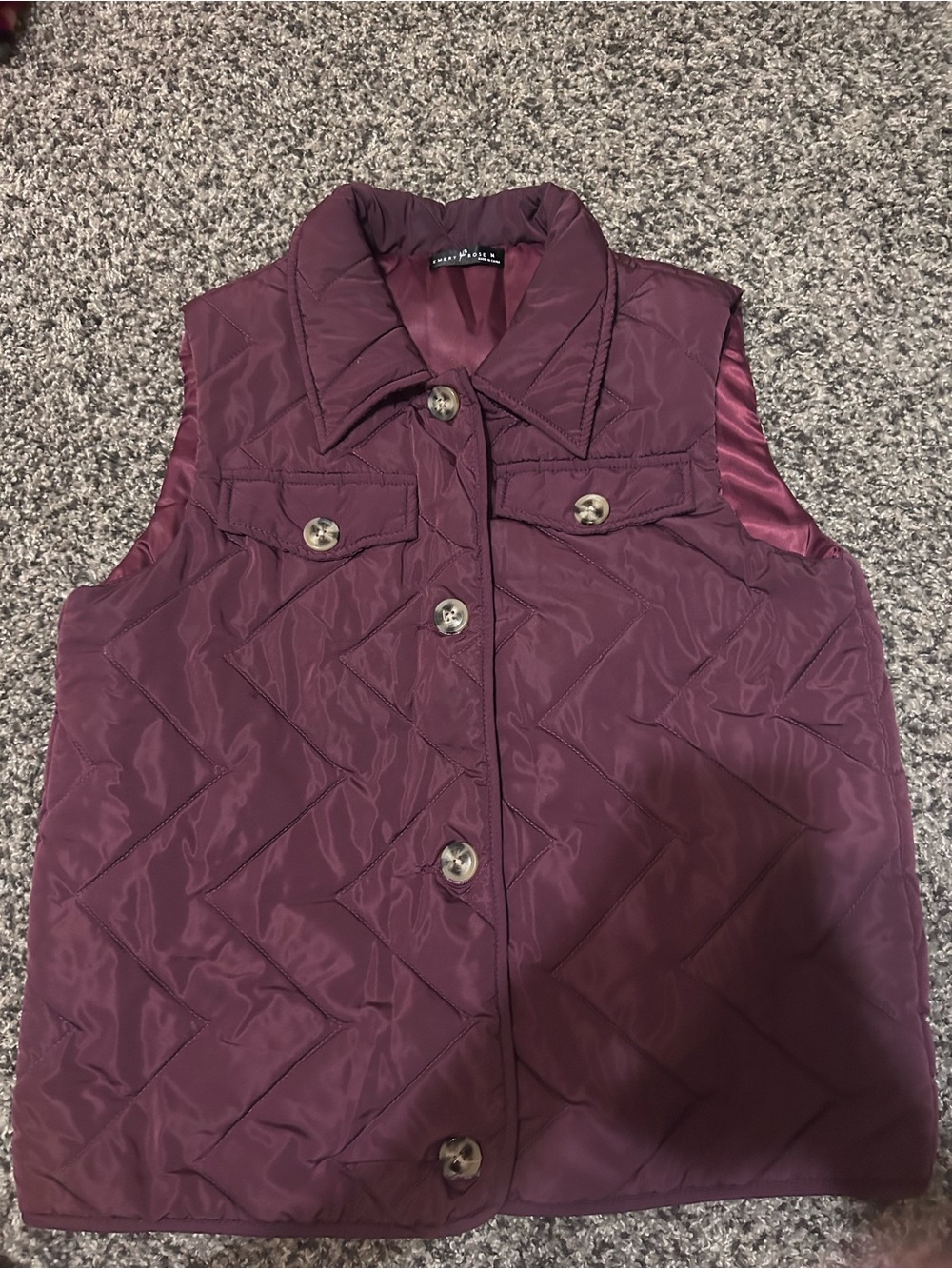 Quilted Sleeveless Puffer Vest - Burgundy